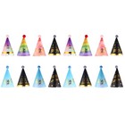  16 pcs Bronzing Glitter Birthday Supplies Birthday Fuzzy Ball Hat (Assorted