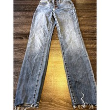 J. Crew 10" High Rise Skinny Jeans Womens Size 24 Button Fly Frayed Hem Denim