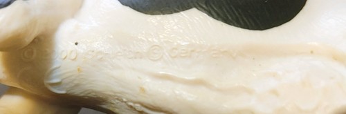 Figurina vintage Schleich mucca bianca e nera Holstein e vitello Germania 2000 ritirata - Foto 5 di 6