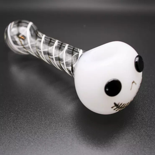 4.5 Inch Tobacco Glass Pipe Skull Smoking Pipe Swirl Stripe Bowl Hand Pipe - Picture 5 of 5