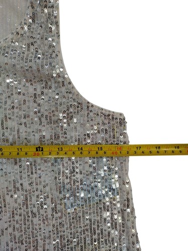 CeCe Sleeveless Silver Sequin Tank Top Size S, for women, NWT. - Picture 5 of 6