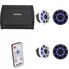 Kicker Premium Marine 2 Pair  6.5" Speaker and Amplifier bundle Includes LE...