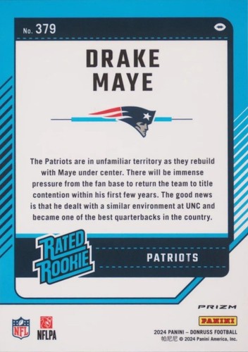 2024 Donruss Optic DRAKE MAYE Rated Rookie Preview Football Emoji - Picture 2 of 2