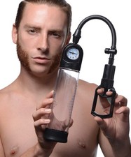 Size Matters Trigger Penis Pump with Built-in Pressure Gauge, Clear