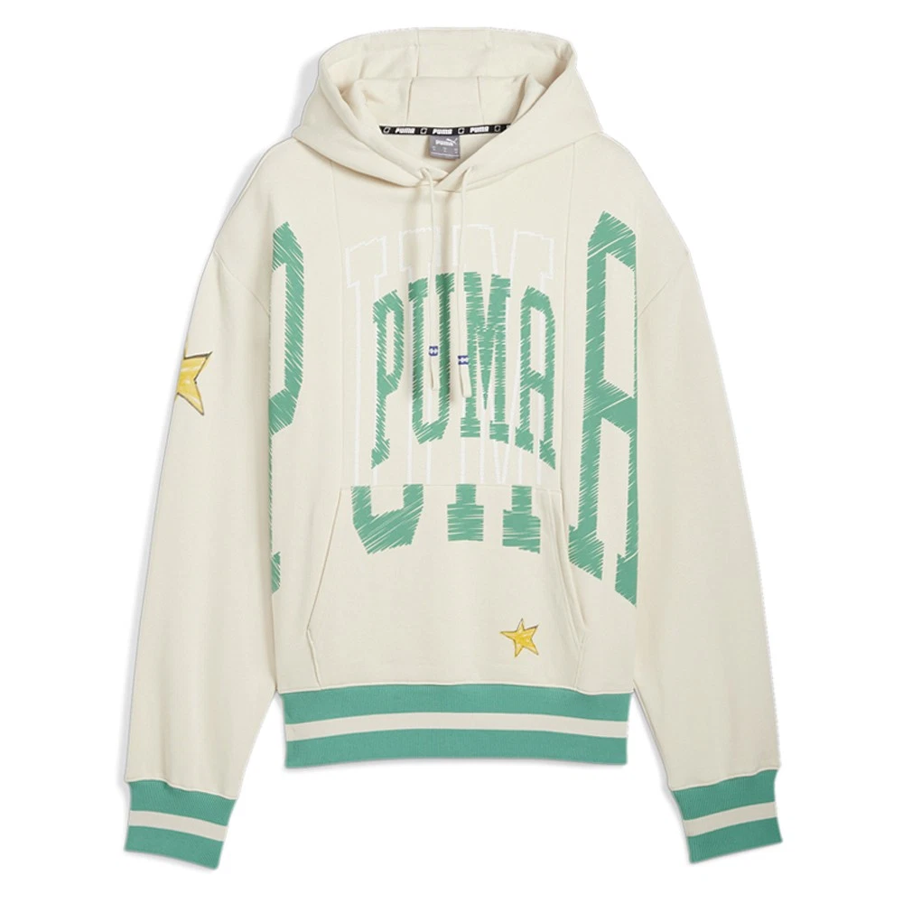 OFF WHITE Felpa con cappuccio pullover PUMA Getting Crafty uomo bianco sporco casual atletico capospalla 682