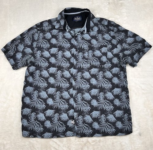 Nat Nast Luxury Originals Shirt Men Large Blue Floral Silk Cotton Button Up - Picture 1 of 9