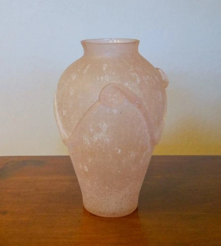 Murano Italy Pink Scavo Glass Vase