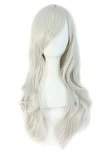 MapofBeauty 28" 70cm Long Curly Hair Ends Costume Cosplay Wig Silver Gray