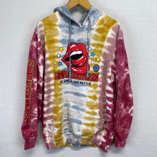 Neu mit Etikett Simply Southern Batik Hoodie Lippen Grafik Pullover Sweatshirt Damen L - Bild 2 von 13