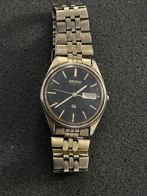 RARE Men's Seiko Quartz SQ President Day Date Black Dial