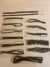 Lot of 12 Black Choker Necklaces Silver Gold Clasps- Brand New 2 Opened