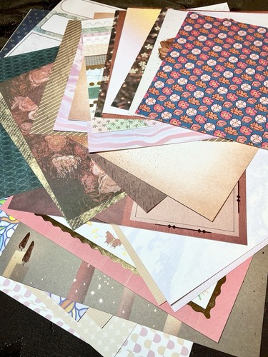 Scrapbook Paper 12x12 Junk Journal Light Card stock Lot 40 Total 1 Lb 8oz (a5) - Picture 3 of 6