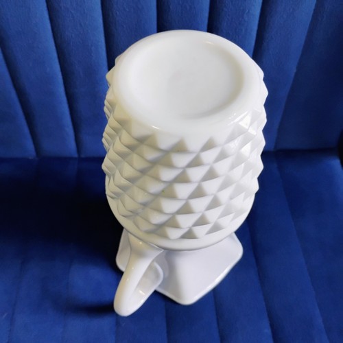 Vintage weiß Milchglas Schuhnagel Diamant gekräuselt Krug Vase 8" Fenton Stil - Bild 13 von 17