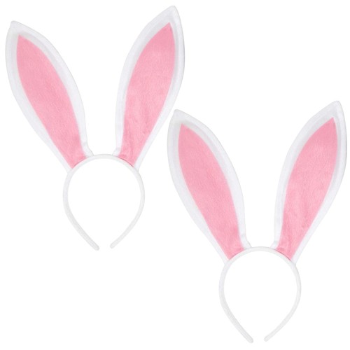Easter White Bunny Ears Headband - 2 Pack Velvet Bendable Rabbit Ears - Plush...