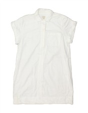 J. CREW Womens Short Sleeves Shirt Dress UK 18 XL White Cotton SC14