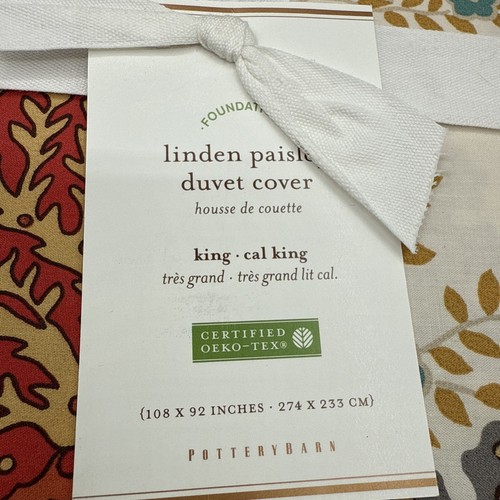 Copripiumino Pottery Barn Linden Paisley King/Cal.King Multicolore Nuovo con etichette - Foto 2 di 5