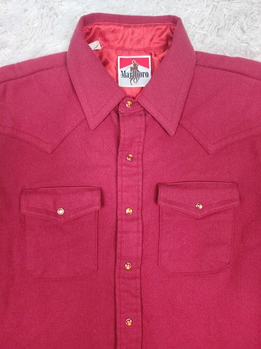 Vintage 80s Marlboro button up long sleeve shirt XL size - Picture 3 of 6
