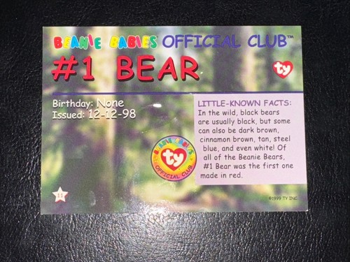 Tarjeta coleccionable Ty Beanie Baby 1999 serie clásica común 3 #1 oso #11 - Imagen 2 de 2