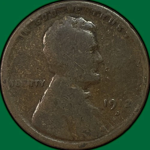 1912-D Lincoln Wheat Cent Good G Coin, Scratch #37475