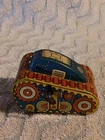 Old Tin Windup Marx Blue & White Top Turnover Tank # 5  4" Long Working 1950s