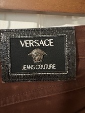 Versace Jeans Couture Vintage 90s Velvet Trousers Womens Size 0 Brown Italy