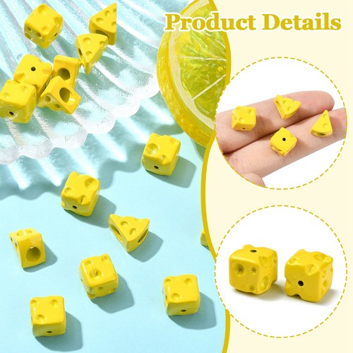 20pcs 3D Cheese Alloy Beads Yellow Baking Paint Simulation Food Beads for DIY - Picture 3 of 7