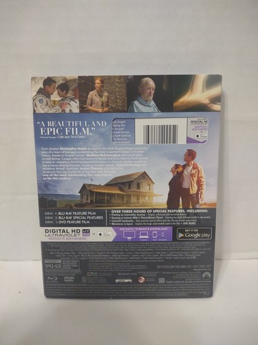 Interstellar (Blu-ray/DVD, 2014, 3-Disc) With 70mm IMAX Film Cell, McConaughey - Imagen 3 de 13
