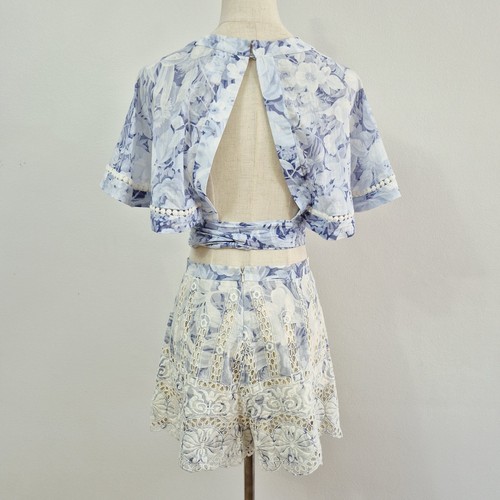 ZIMMERMANN Confetti Blue Embroidered Set (Top + Shorts) Size 1 / AU 10 / US 6 - Foto 15 di 24