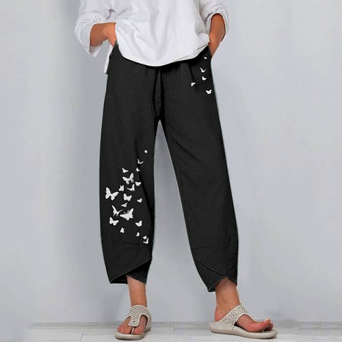 Women Cotton Linen Harem Trouser Summer Baggy Loose Casual Wide Leg Lounge Pants - Picture 4 of 20