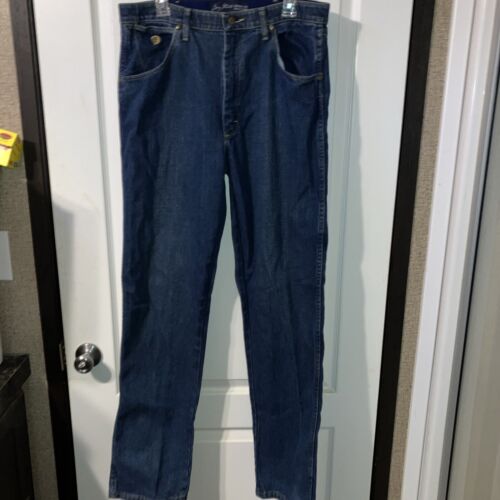 Wrangler George Strait Jeans Mens 35x34 Blue Cowboy Cut Western Straight Leg EUC