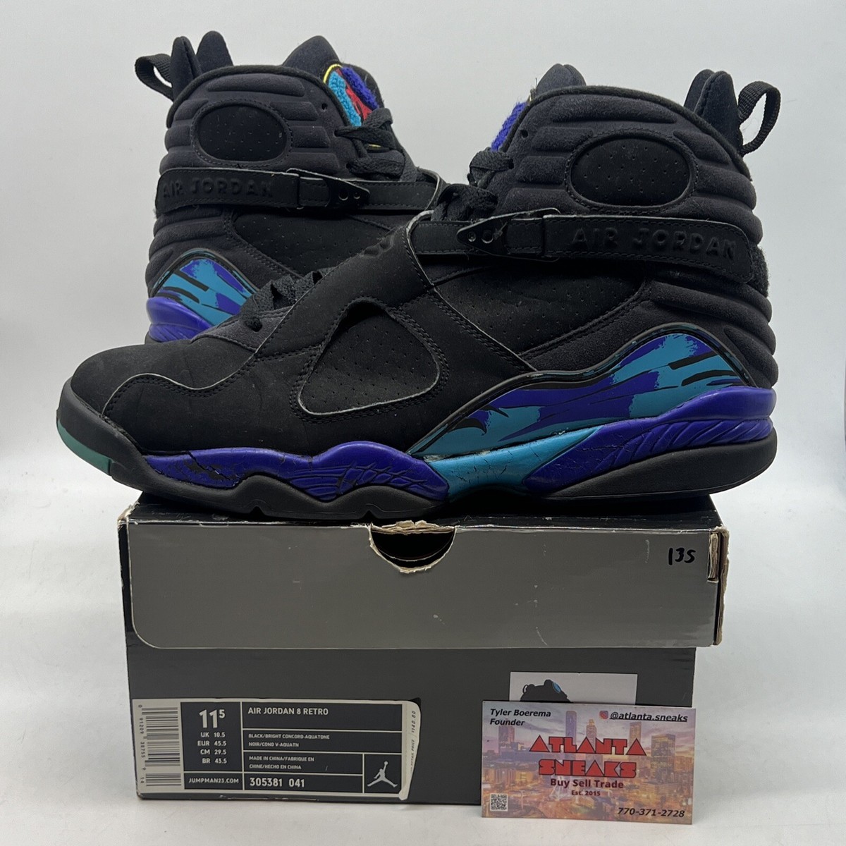 Size 11.5 - Air Jordan 8 Retro 2007 Aqua Black Purple Suede