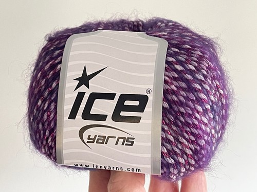 Mirella Wine & Posies 66043 Ice DK Striping Metallic Accent Yarn 50gr 180yds - Picture 3 of 6