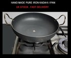 Iron Karahi Kadai Wok Tawa Heavy Duty Kadhai Flat Base Deep Frying Pan UK STOCK