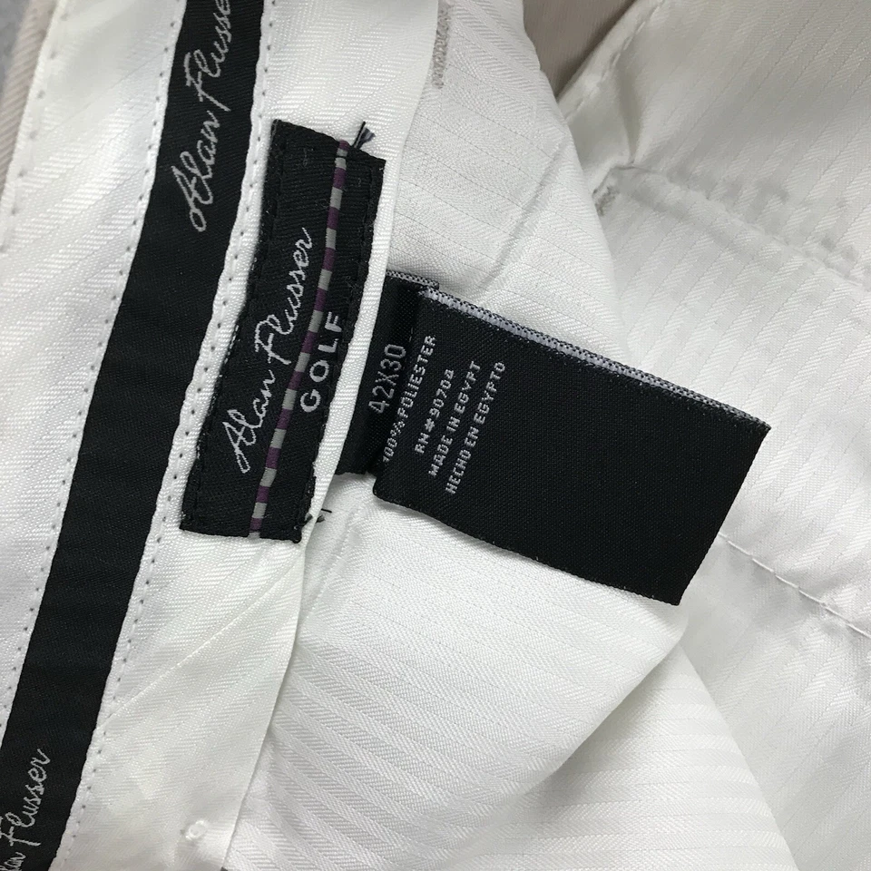 Pantalones de golf Alan River para hombre 42X30 blanco roto plisados sin puños de hierro absorbentes nuevos con etiquetas* Foto 3 de 4