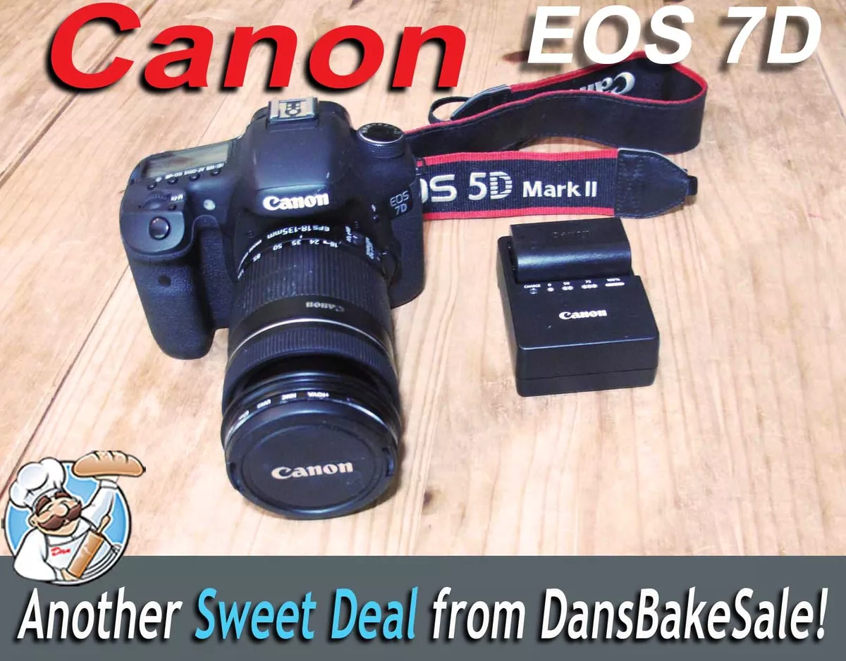 Canon EOS 7D Camera DS126251 w/ 18-135mm Lens, Strap, Charger