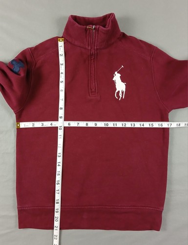 Polo Ralph Lauren Big Pony 1/4 Zip Sweater Sweatshirt Boys Medium Maroon - Picture 7 of 9