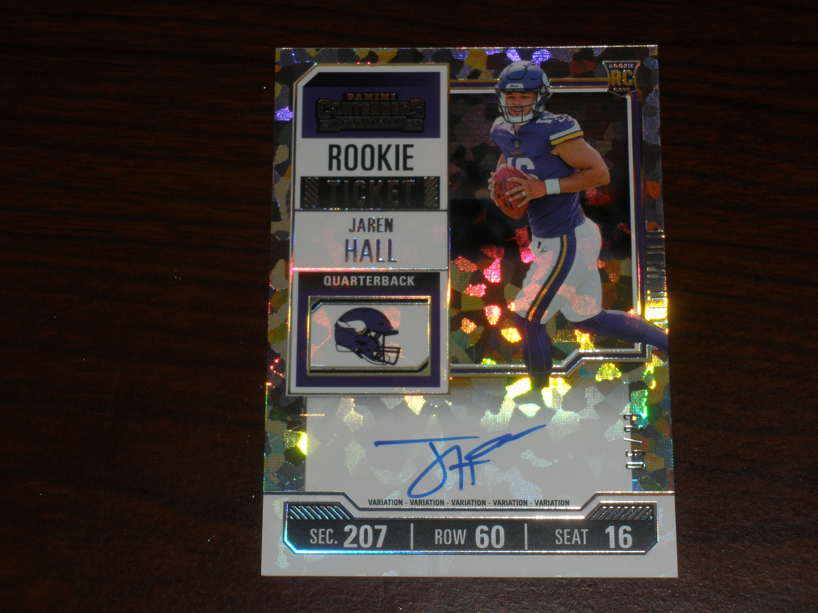 2023 Panini Contenders Cracked Ice Variation Auto 116 Jaren Hall 05/23 Rookie RC