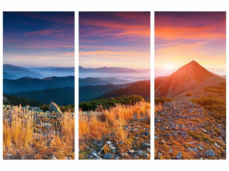 Bild 3-teilig Sonnenuntergang in den Alpen Leinwand Acrylglas Aluminium Metall H Bild 3-teilig Sonnenuntergang in den Alpen Leinwand Acrylglas Aluminium Metall H