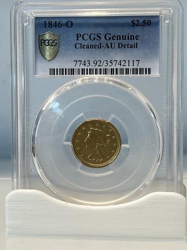 1846-O LIBERTY HEAD $2.5 PCGS Lightly Cleaned AU - Variety 1 - Eagle’s Claws! - Picture 3 of 7