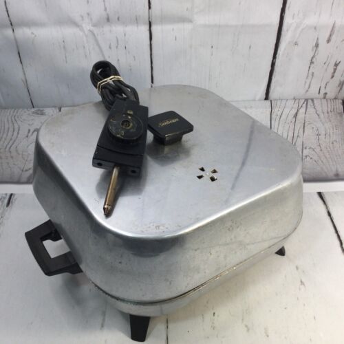 Poêle à frire électrique vintage Sunbeam en acier inoxydable camping hayon