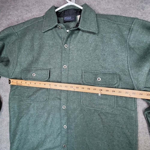 Vintage Polo Ralph Lauren Jacket Mens M Green Long Sleeve Fleece Pockets USA - Picture 5 of 14