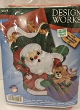 New Design Works Felt Applique Kit Santa w/Bear Christmas 18" Stocking 5248-J
