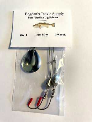 2 BTS, Silver Plated Bass/Redfish Jig Spinners, #5 Nickel Colorado Blade 1/2oz.