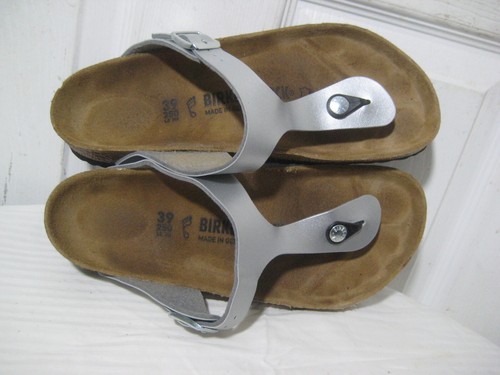 Birkenstock Gizeh Soft Footbed Metallic Silver Unisex Size 39/ Men 6 & Women 8 - Imagen 6 de 12