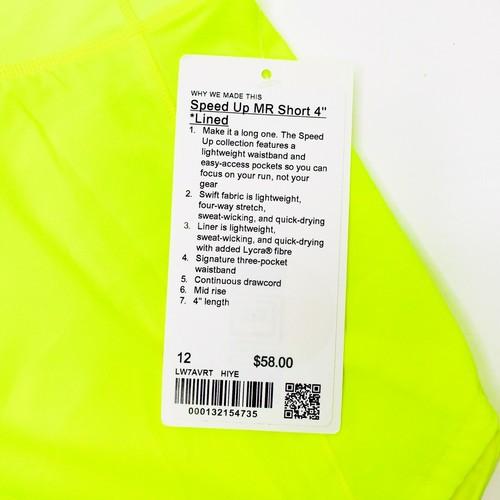 Lululemon Speed Up Medium Rise Short 4" Tall gefüttert Highlight Yellow Größe 10 - Bild 4 von 4