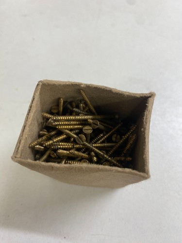 Box Brass Countersunk Screws 1 1/2" x 2 Nettlefolds Slotted Head Full Box of 144 - Picture 20 of 24