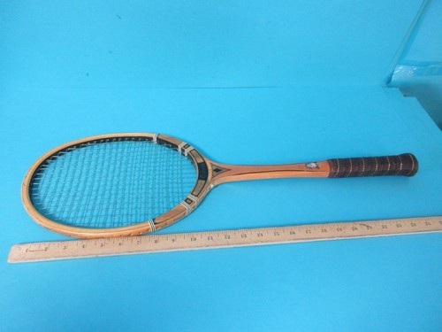 Vintage Tad Davis Imperial Deluxe Wooden Tennis Racket Custom 4L Zip Wood Cover - Picture 11 of 12