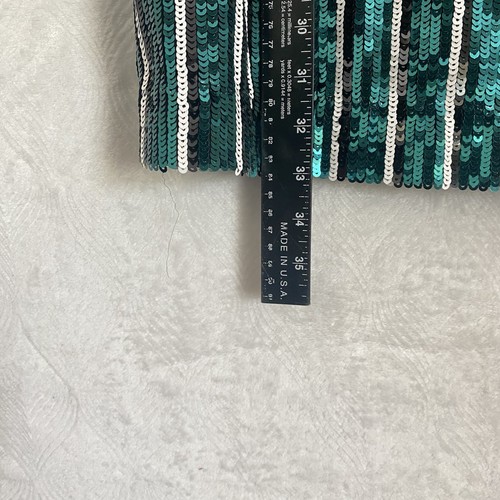 Badgley Mischka Sequin Shift Dress Women’s 4 Green, White Stripe - Picture 16 of 17