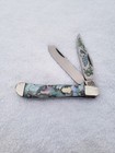 Bulldog Soligen Germany Fight'n Dogs Trapper Knife Abalone Swirl Peacock Etch  — photo 1