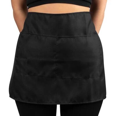 JAZOOLI Waist Apron Plain Fabric Short Unisex Cooking Work Apron with Twin Pockets